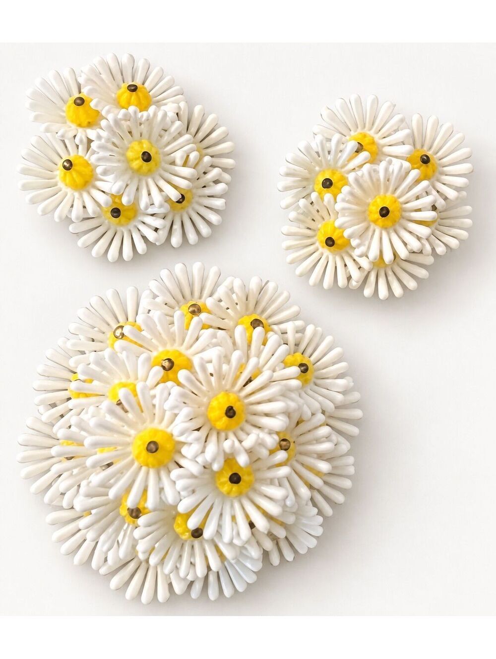 Vintage West Germany Daisy brooch and clip on earrings